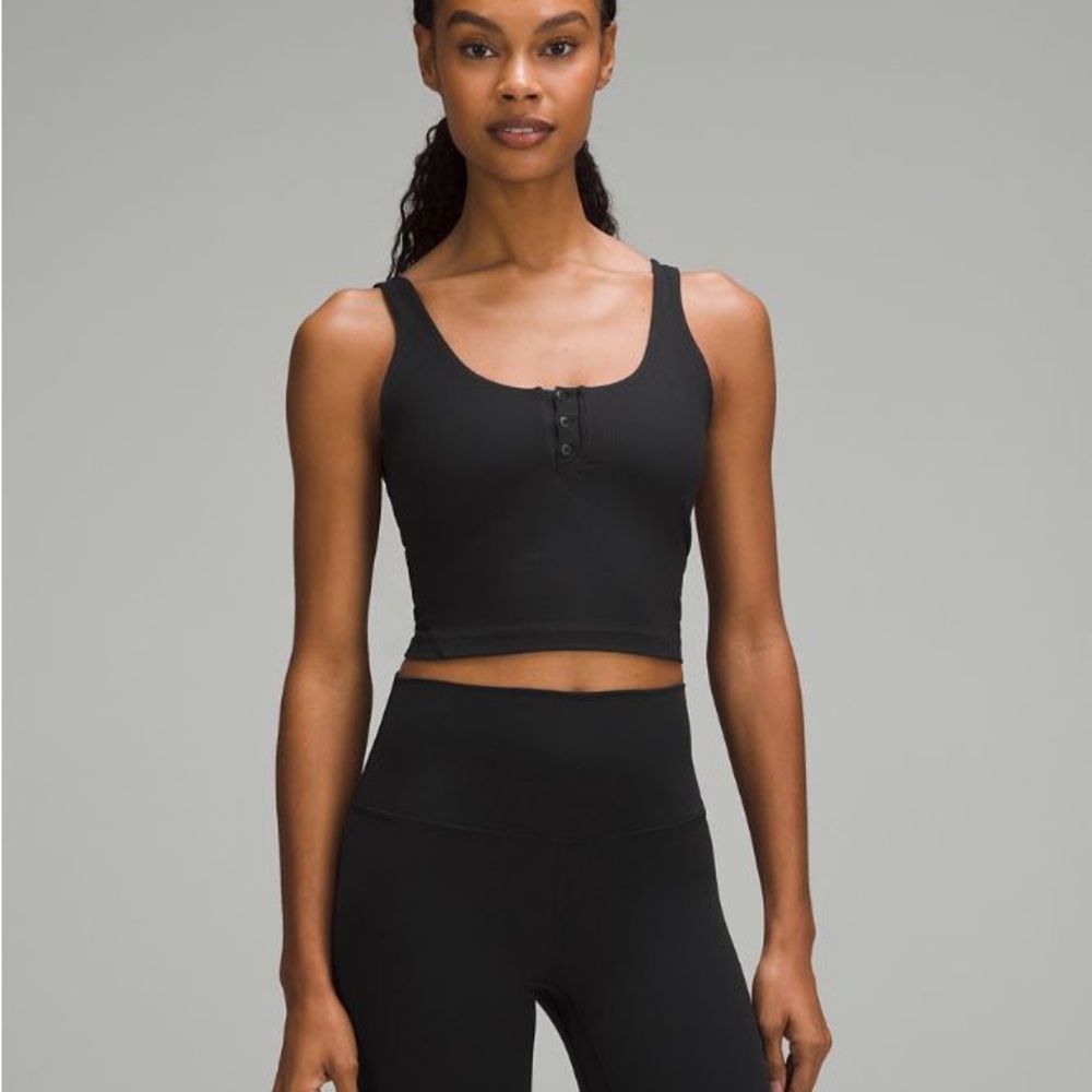 lululemon athletica align ribbed Henley Black Crop Top